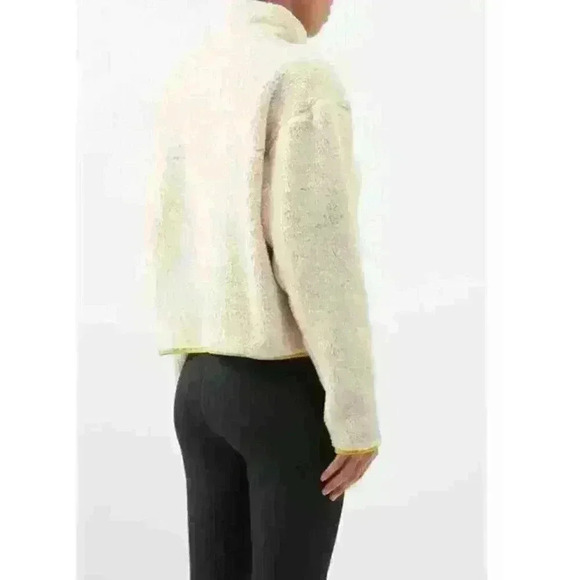 Girlfriend Collective Cream Yellow Recycled Fleece Half Zip Sweatshirt Pockets - Picture 3 of 16